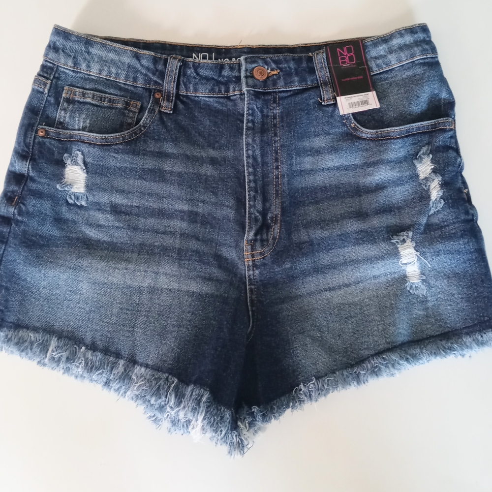 No Boundaries Blue Distressed Jean Shorts